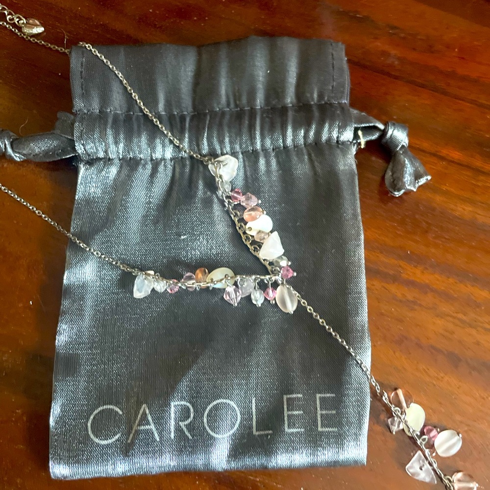 Carolee silver & pink quartz Y necklace!